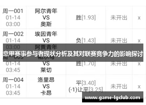 意甲赛事参与者现状分析及其对联赛竞争力的影响探讨