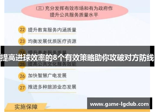 提高进球效率的8个有效策略助你攻破对方防线