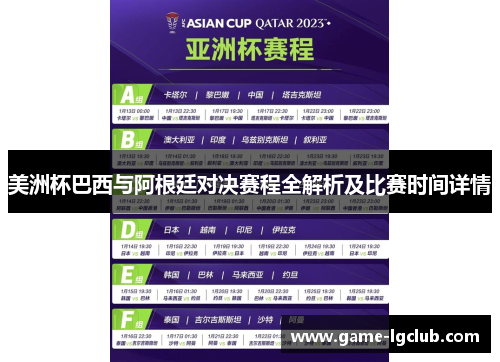 美洲杯巴西与阿根廷对决赛程全解析及比赛时间详情